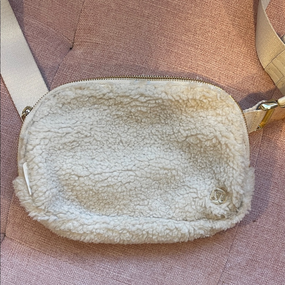 Lululemon Chic Cream Shearling Crossbody Bag